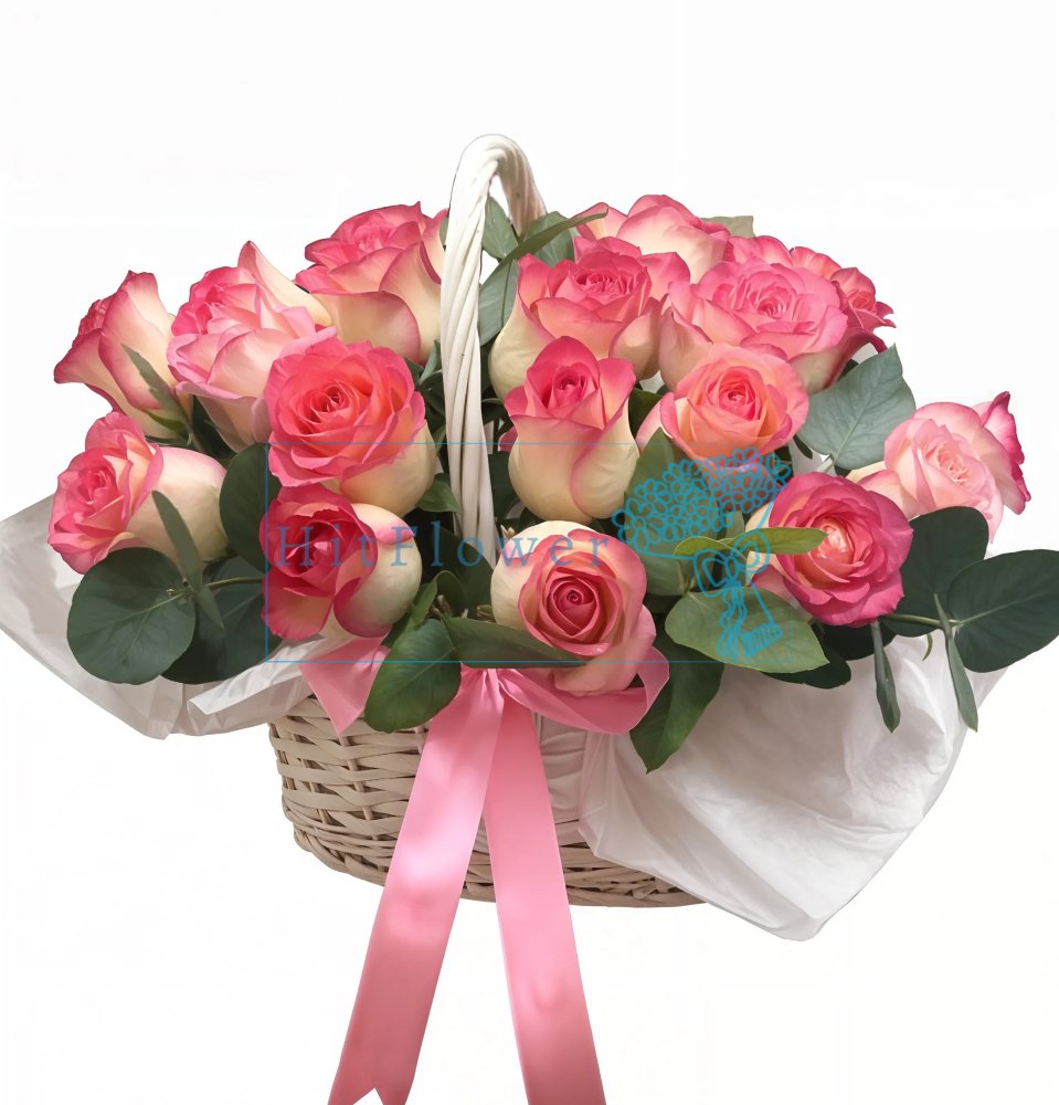 Композиция из живых цветов Розовый рассвет Цветочная композиция из Розы